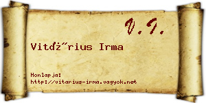Vitárius Irma névjegykártya