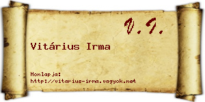 Vitárius Irma névjegykártya